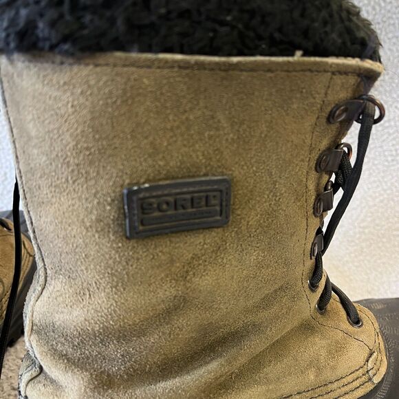 Sorel Kaufman Canada Wool Lined Boots Mens 9 Green Khaki Steel Shank Winter USA - Picture 4 of 11